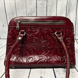 Patricia Nash Tooled Oxblood Satchel Crossbody P272244